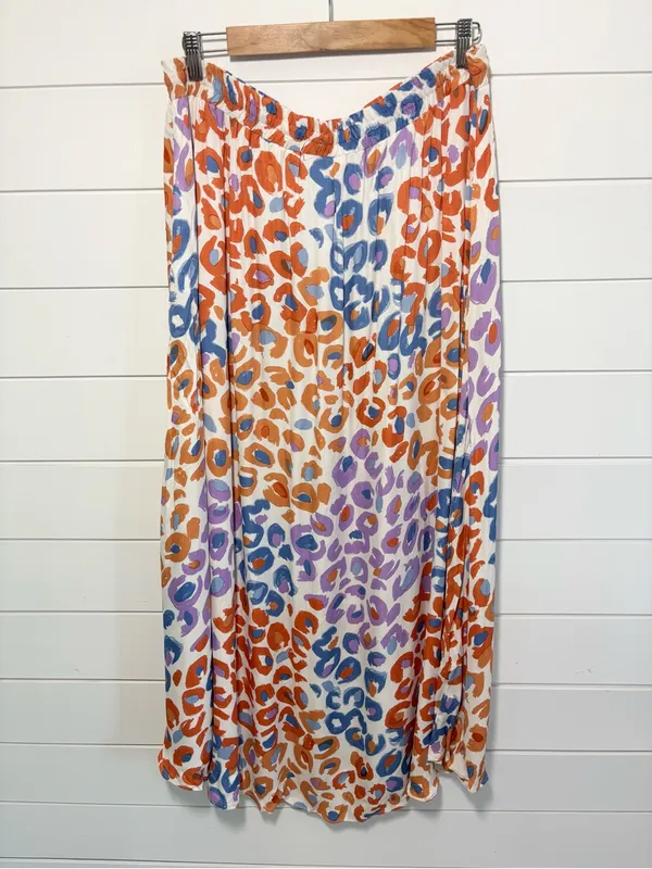Anthropologie Farm Rio Vibrance Maxi Skirt Multicolor Leopard-Print Size XL - Image 4