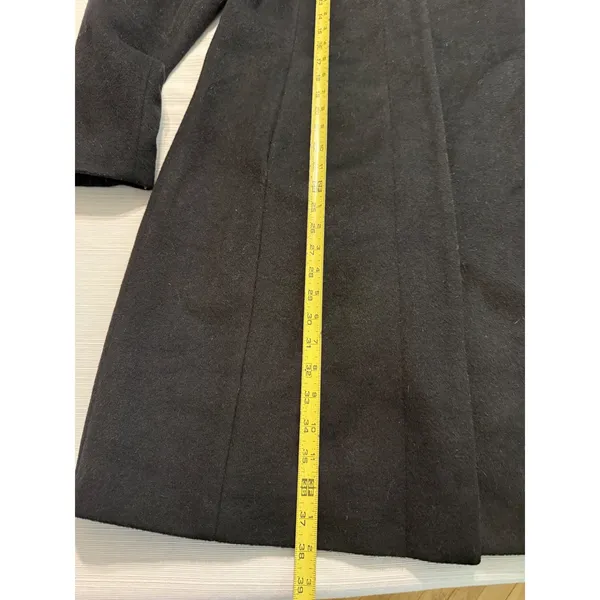 Cole Haan Signature Black Wool Blend Wing‎ Collar Hidden Button Coat Womens 12 - Image 2