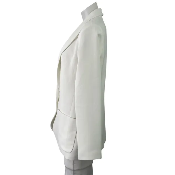 Amanda Uprichard White Notch Collar Long Sleeve Button Blazer Coat Jacket Size M - Image 2