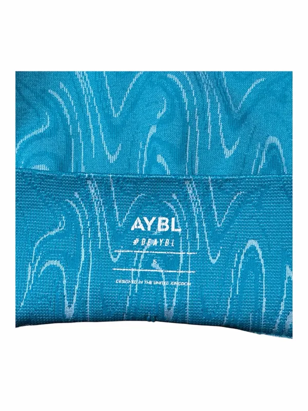 AYBL Teal Marbled High-Waist Bike Shorts - Image 4