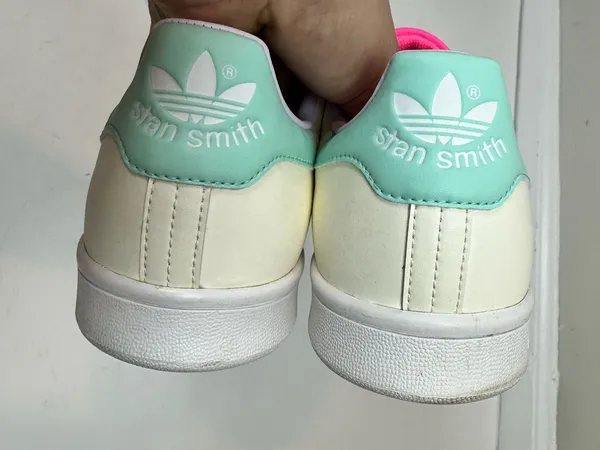 Adidas Stan Smith Sneakers Lace Up Cream White Pink Mint 10.5 - Image 11