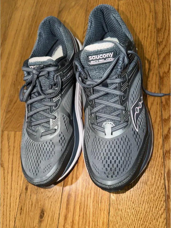 Size US 11 Women’s Saucony Echelon EVERUN 7 Running Sneakers Gray Slate Pink - Image 3