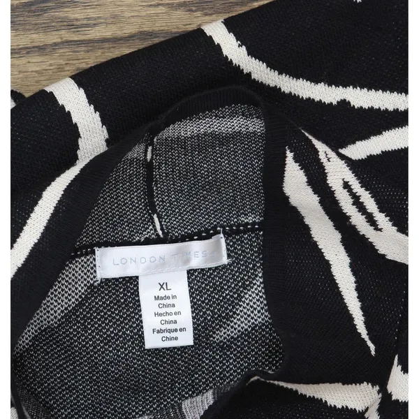 NWT London Times Mockneck Short Sleeve Mini Sweater Dress Black / White XL - Image 8