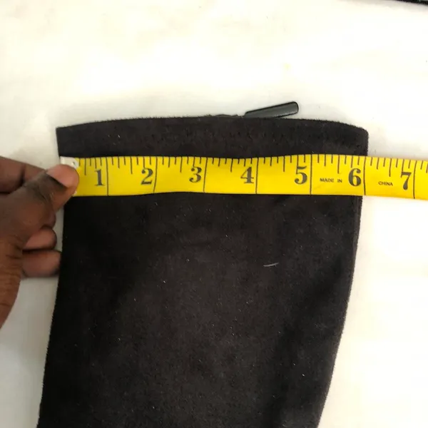 2000s y2k Black fabric faux suede knee-high boots - Image 6