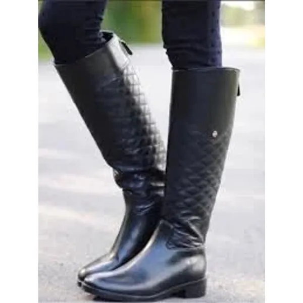 5.5 Tory Burch Claremont tall riding boots black quilted leather equestrian - Image 2