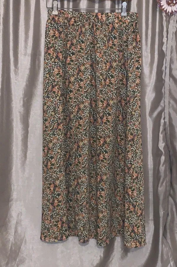 SheIn Boho Floral Print Long Elastic Waist A-Line Skirt - Image 4