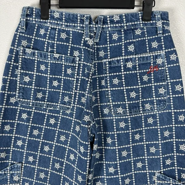 Damson Madder Drew Embroidered Cargo Jeans Womens 10 Straight Leg‎ Medium Wash - Image 5