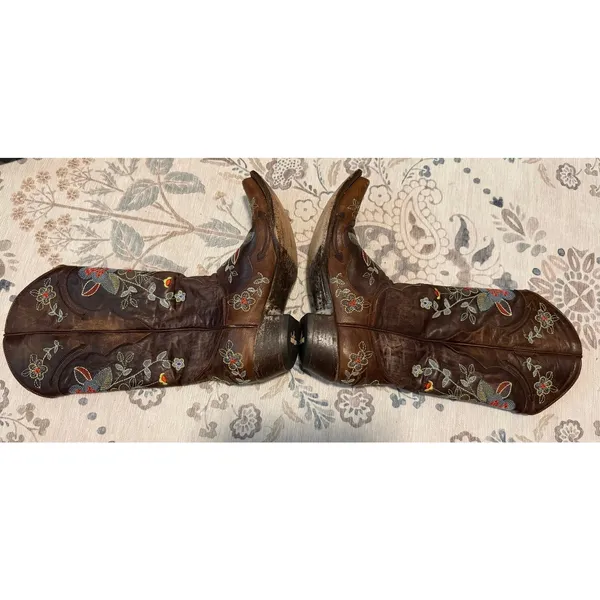 Old Gringo Bonnie Distressed Brown Embroidered Cowboy Boots 7 B - Image 7