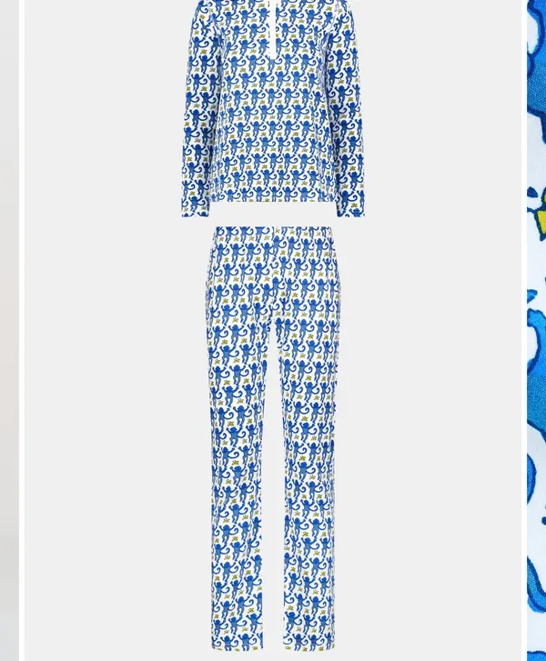 Roller Rabbit Pajamas Monkey Blue Long Sleeve - Image 2