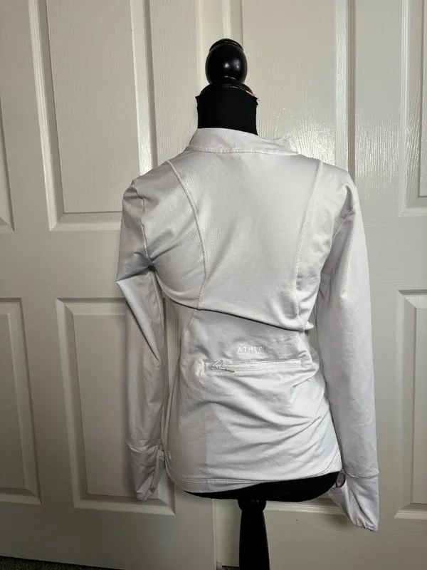 Athleta white long sleeve half-zip athletic top (size S) - Image 2