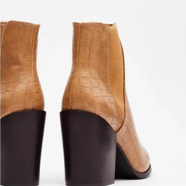 NastyGal Croc’s Not To Love Faux Leather Boots - Image 4