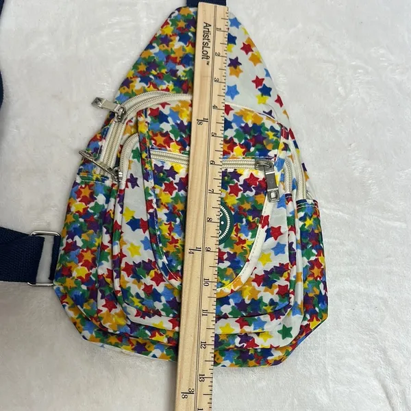 Blue and Yellow Mosaic Backpack with Adjustable Strap - Image 9