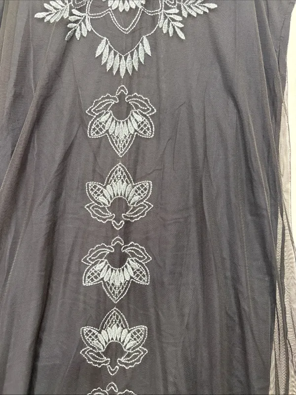 Abercrombie & Fitch size medium Black Tank Mini Dress Gray Embroidery bead y2k - Image 10