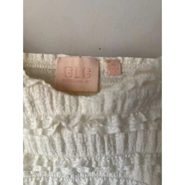 Good Luck Gem GLG Ivory Ruffle Textured Crop Cami Top Medium - Image 2