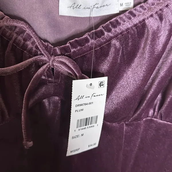 All in Favor Puff Sleeve Crushed Velvet Dress - Plum Size M - Image 6