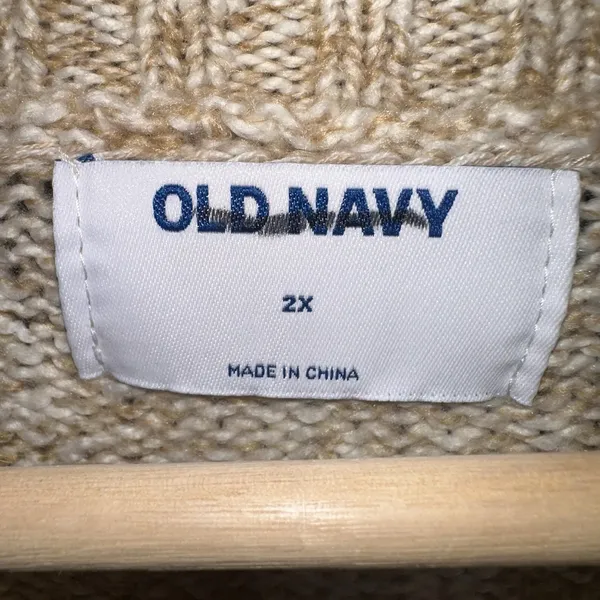 Old Navy Women Sz 2X Cream Beige Cable Knit Sweater Oversized Slouchy Cozy Plus - Image 3