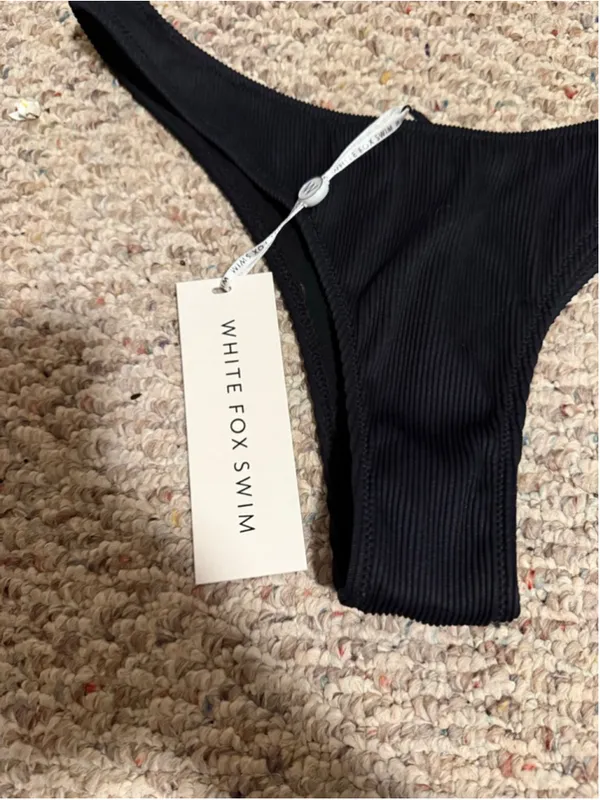 NWT White Fox Boutique Del Marco Bikini Bottom Black Ribbed- Size XL - Image 6