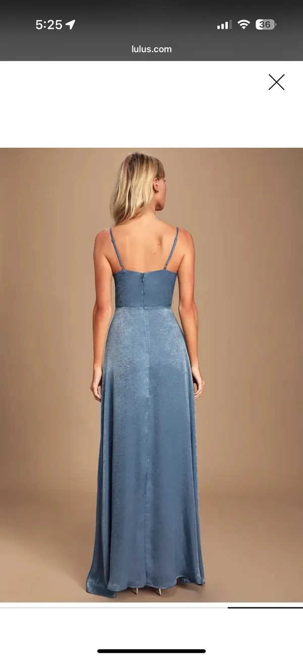 Lulus Constantine Slate Blue Satin Maxi Dress - Image 2