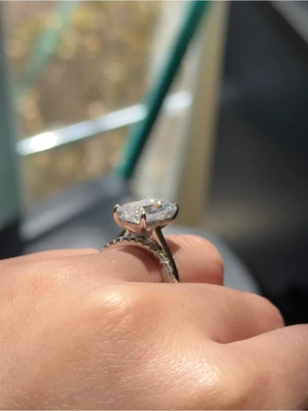5ct Emerald Cut Elongated Moissanite D VVS1 Solitaire Engagement Ring Size 6 - Image 3