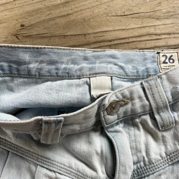 Free People We The Free Women's Light Wash Pleated Denim Mini Skirt Size 26 - Image 4