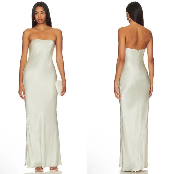 Stone Cold Fox X Revolve NEW NWOT Mikayla Strapless Maxi Gown In Sage Green - Image 2