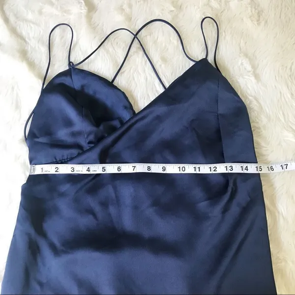 THE JETSET DIARIES Mini Satin Slip Dress Medium Navy Blue Homecoming Prom Formal - Image 13