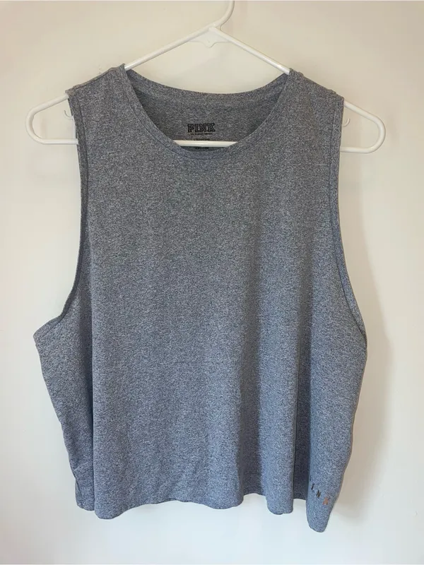 PINK Victoria's Secret Gray Sleeveless Muscle Tank Top - Image 5