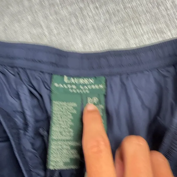 Lauren Ralph Lauren Pants Womens M Petite Blue Nylon Track Elastic Waist Pockets - Image 3