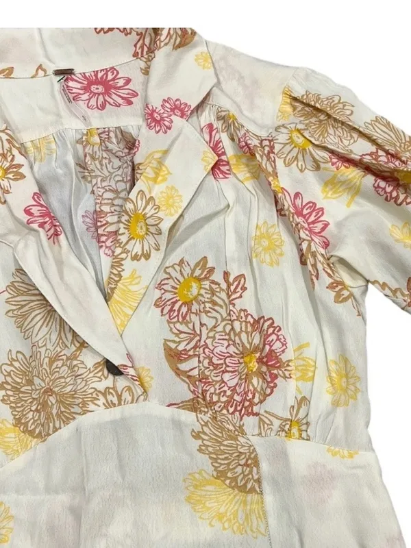 Free People Cream Dress with Pink and Yellow Floral Print EUC - Image 6