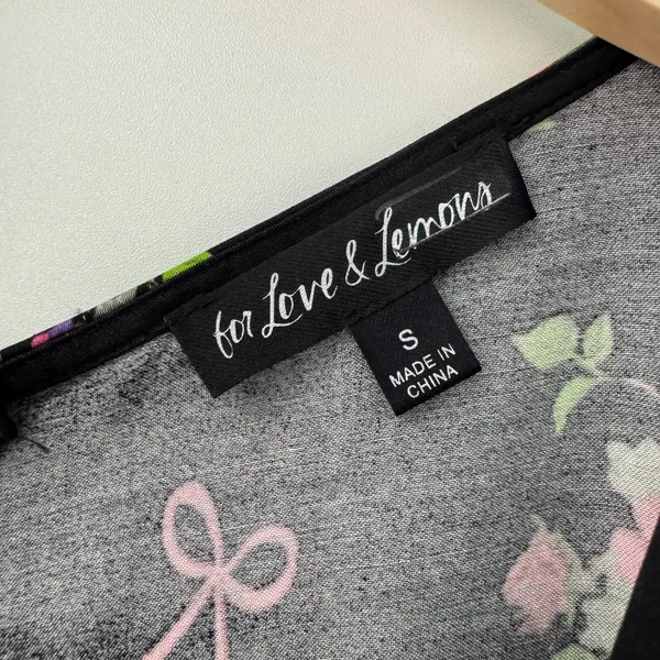 For Love‎ & Lemons Wilson Print Dress Small Black Floral Polka Dot Ruched Mini - Image 13