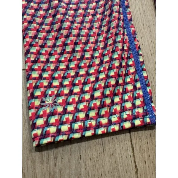 Athleta Multi Vivid Sonar Capri Running Leggings W/ Pockets Geometric Sz XS‎ - Image 2