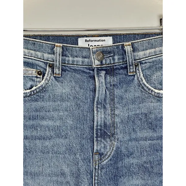 Reformation Stevie Ultra High Rise Jean Women 24 Blue Malta Comfort Stretch - Image 3