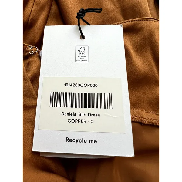Reformation Daniela Silk Dress Copper size 0 silk C0 - Image 8