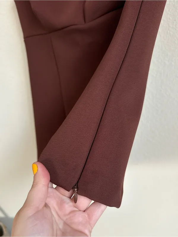 Zara Off the Shoulder Brown Structured Top - Image 5