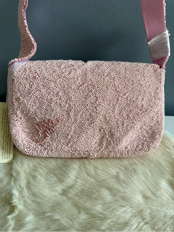 India Hydrangea Pink Beaded Bag - Image 4