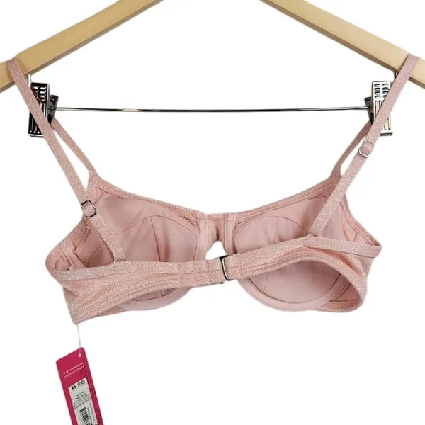 Xhilaration Pink Shimmer Bikini Top Swimsuit‎ Adjustable Straps XS - Image 3
