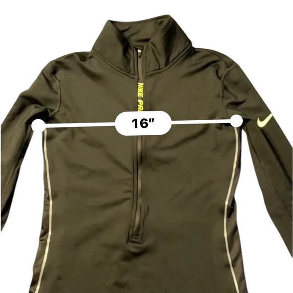 Nike Pro‎ Hyperwarm Womens Small Black Volt Yellow Half Zip Training To - Image 3
