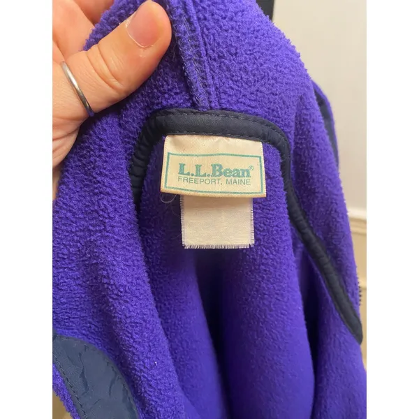 Vintage 90s L.L. Bean Purple Fleece Hooded Parka Jacket Cinch Waist Gorpcore - Image 7