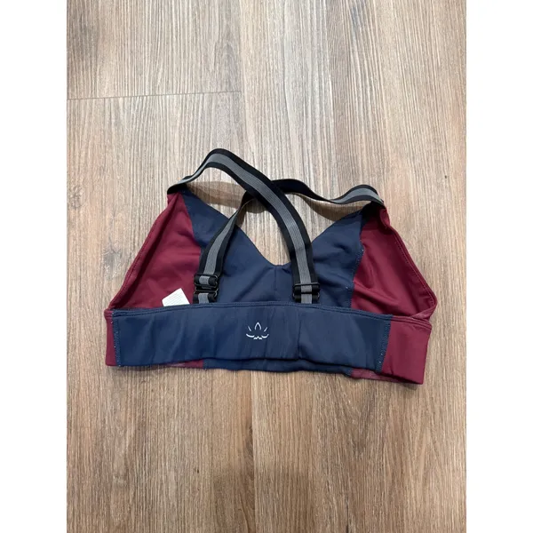 Beyond Yoga Womens Colorblock Sports Bra Navy Burgundy Adjustable Straps Small - Image 2