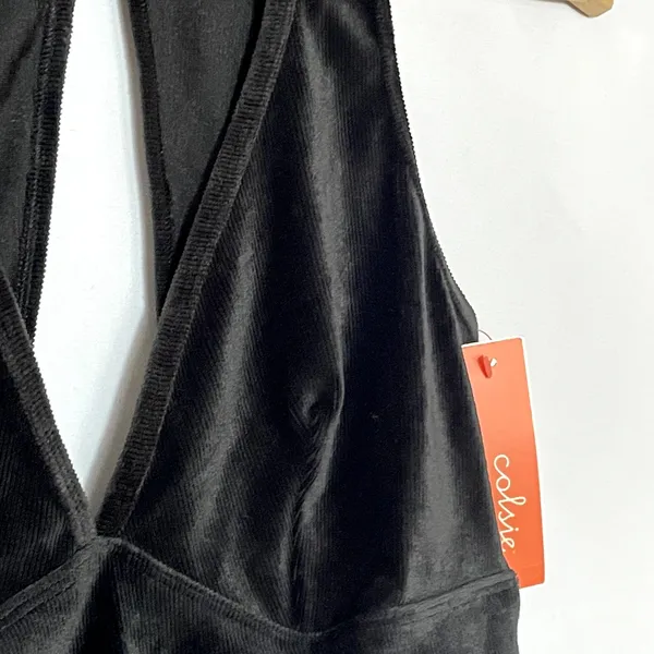 NWT Colsie deep V black velvet bralette women's size large 90s vintage style - Image 2