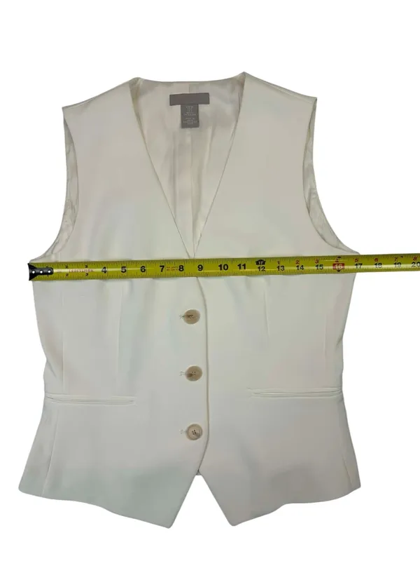 H&M Women's White Single-Breasted Tailored Suit Vest Waistcoat - Image 5