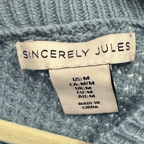 Sincerely Jules Blue Waffle Knit Cinched Front Drawstring‎ Sweater Size Medium - Image 6