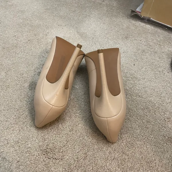 Beige Leather Pointy Heels - Image 8