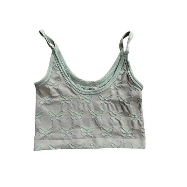 Out from‎ Under aqua butterfly print crop tank y2k sz XS - Image 2