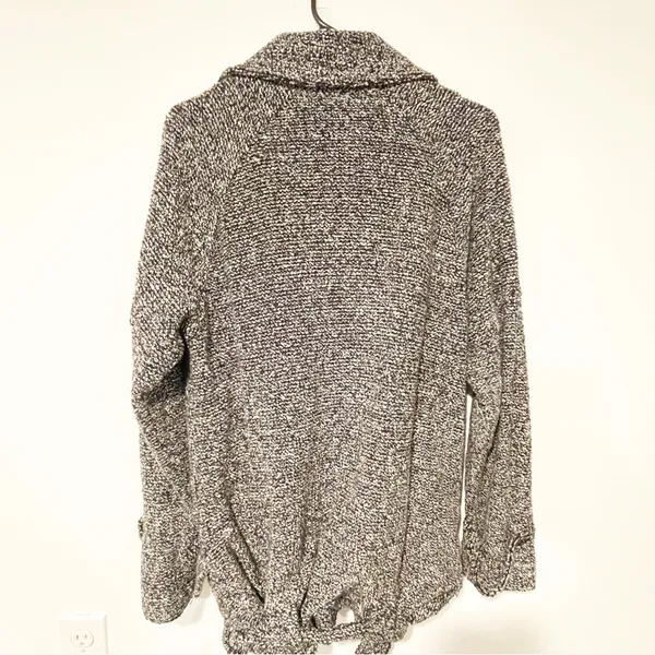 Free People‎ Jacket Small Black Double Breasted Wool Oversized Moto Trench Coat - Image 6