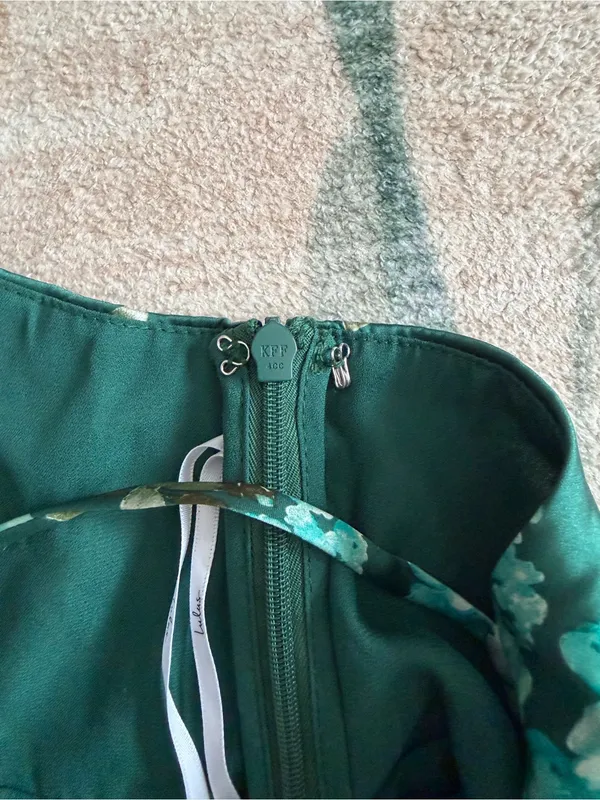 Lulu's Wondrous Allure Green Floral Satin Backless Maxi Dress - Image 5