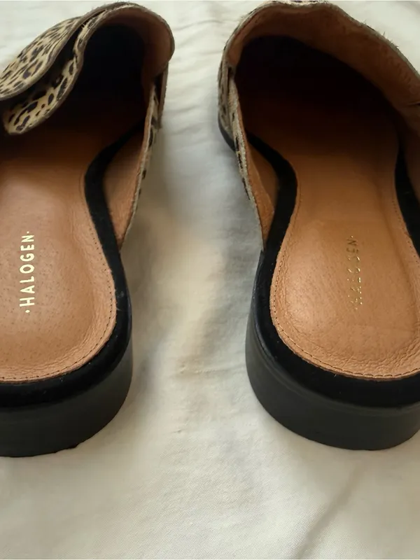 Halogen Leopard Print Calf Hair Mule Loafers Size 10 - Image 5