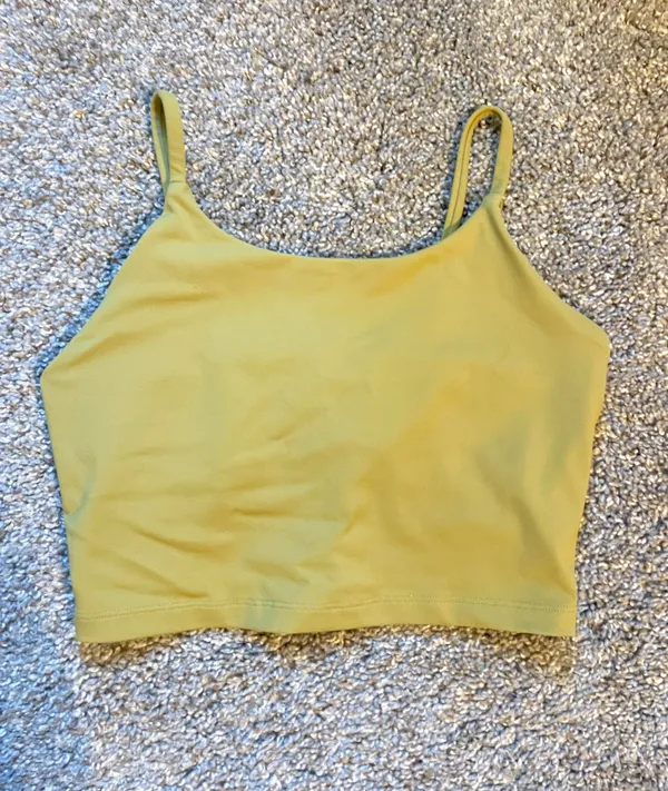 Amazon Yellow Cropped Workout Tank Top - Image 3