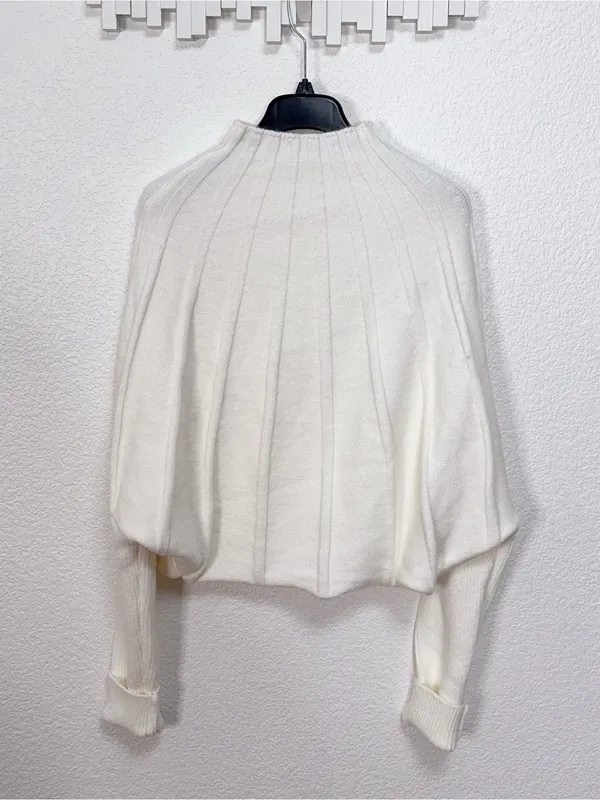 Miss Sparkling Ivory Ribbed Mock Neck Dolman Sleeve Sweater Size XL NWOT - Image 8