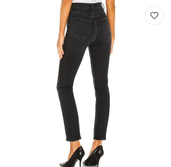 Agolde | Riley High Rise Straight Crop Jeans In Panoramic Black Size 25 - Image 5
